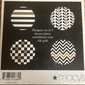 NIB designer Plate set w/ 14k gold